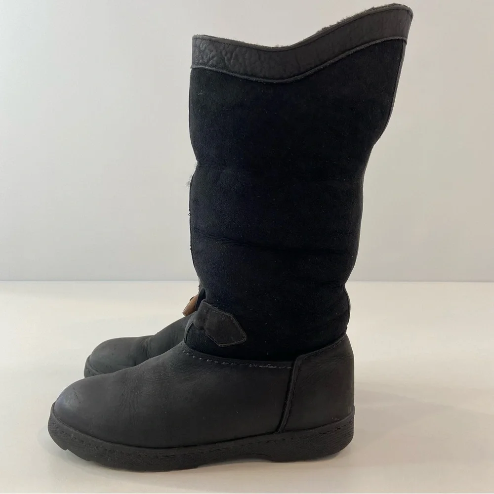Sorel Women Black Leather Shearling Lined Snow Winter Boots Size 8 - Picture 3 of 16